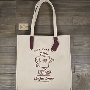Coach Cafe Lil Miss Jo Coffee Shop Canvas Tote Limited Edition - Natural NWT